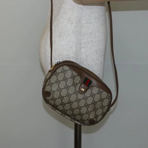 GUCCI GG Supreme Web Sherry Line Bag PVC Beige Gold 89 02 066 Auth 142438 - Picture 3 of 16